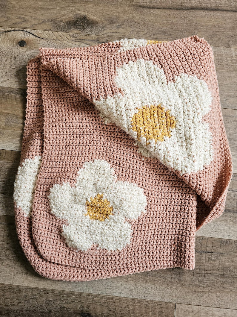 Pink Flower Blanket Crochet Pattern