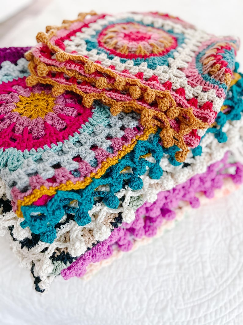 Colorful Square Blanket Crochet Pattern