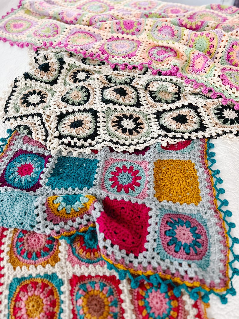 Colorful Square Blanket Crochet Pattern