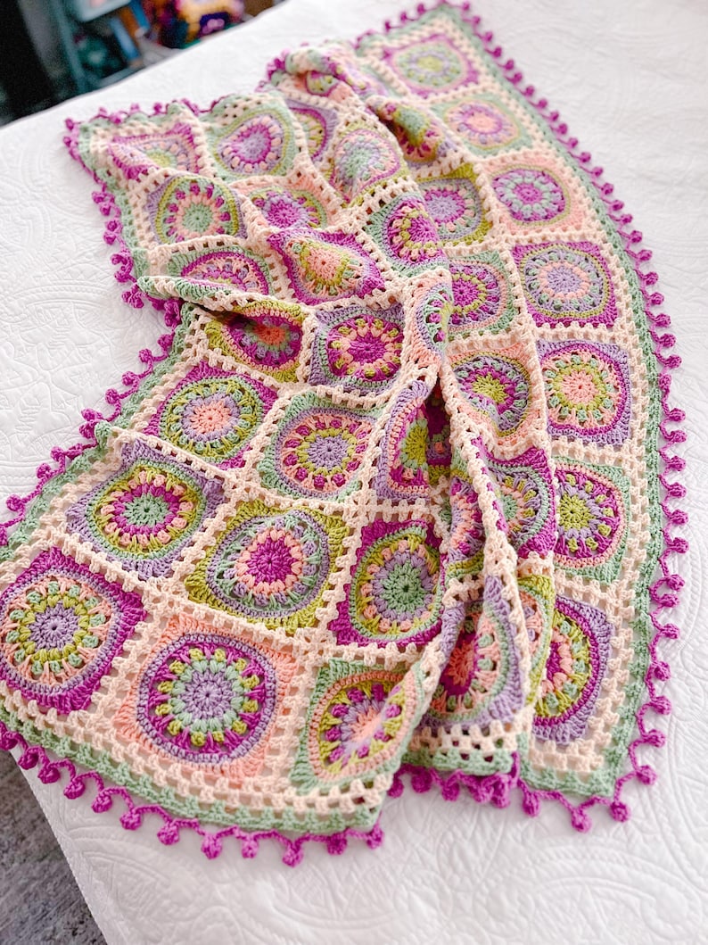 Colorful Square Blanket Crochet Pattern