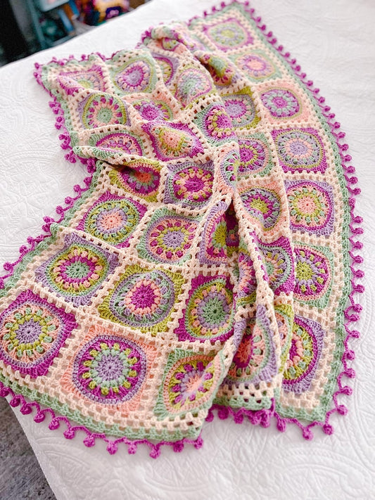 Colorful Square Blanket Crochet Pattern