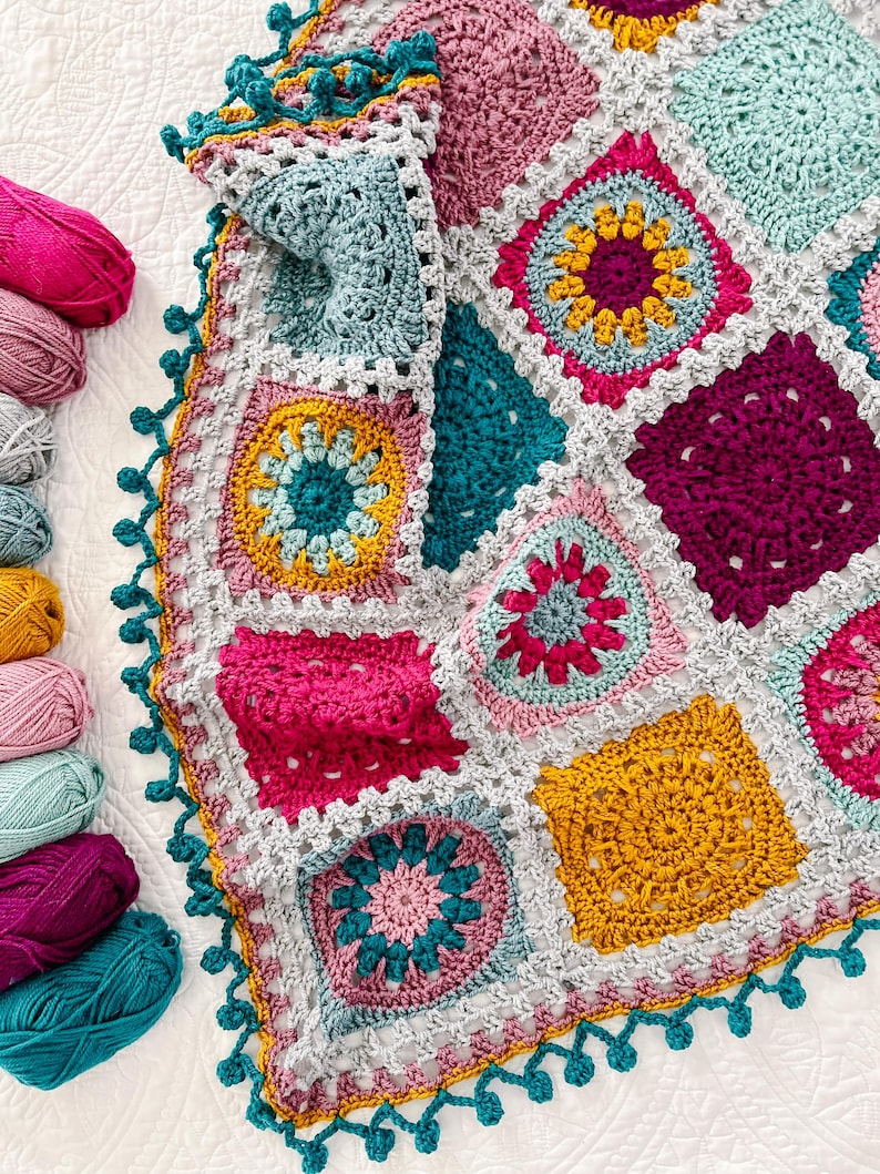 Colorful Square Blanket Crochet Pattern