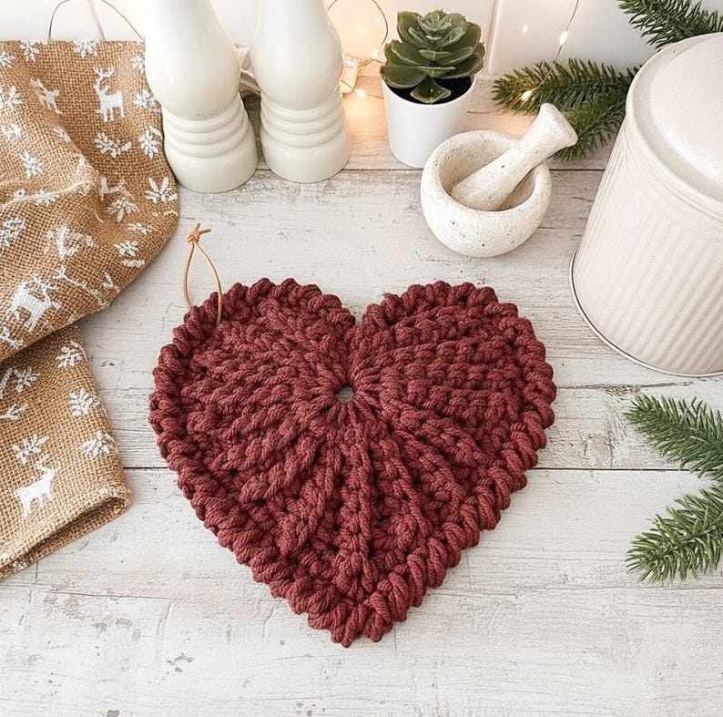 Nordic Heart Trivet Crochet Pattern