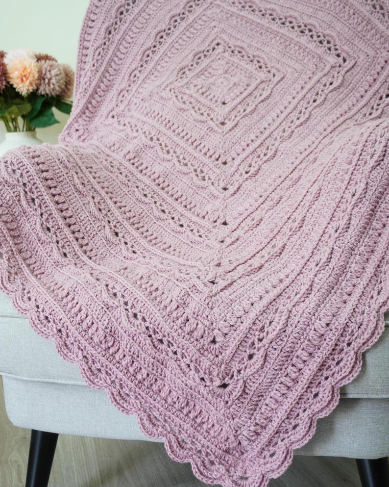 Rose Square Blanket Crochet Pattern