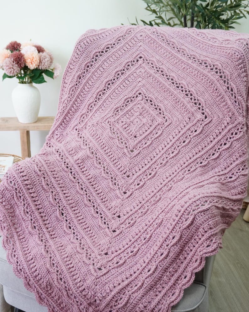 Rose Square Blanket Crochet Pattern