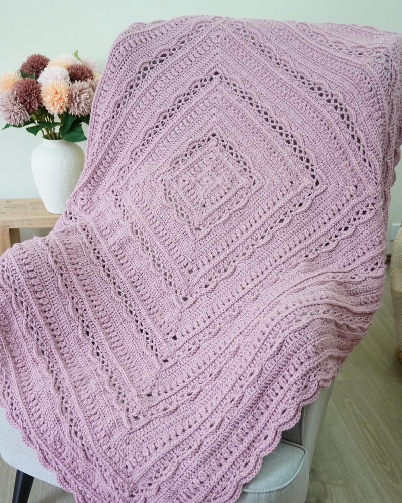 Rose Square Blanket Crochet Pattern