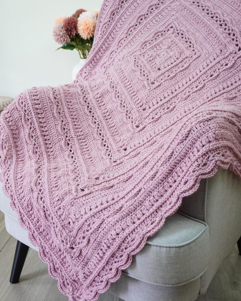 Rose Square Blanket Crochet Pattern