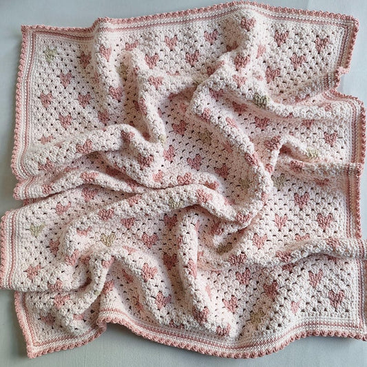 Blush Hearts Baby Blanket Crochet Pattern