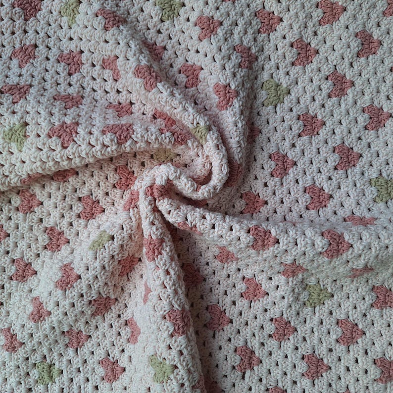 Blush Hearts Baby Blanket Crochet Pattern