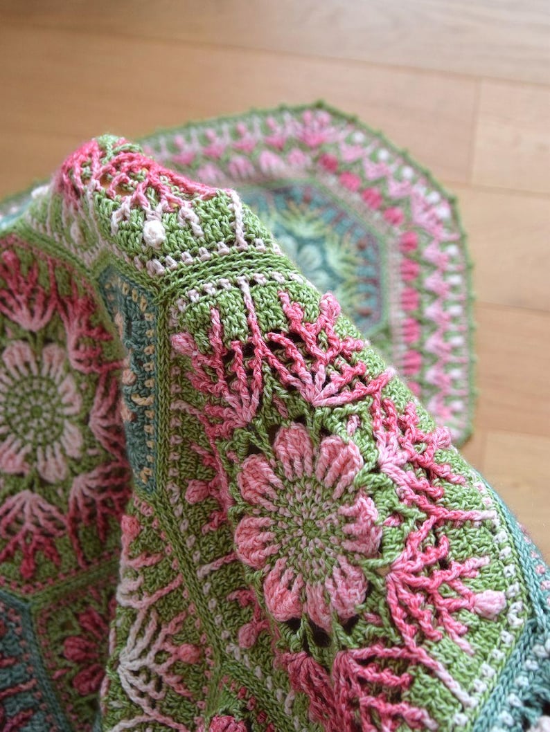 Textured Flower Blanket Crochet Pattern