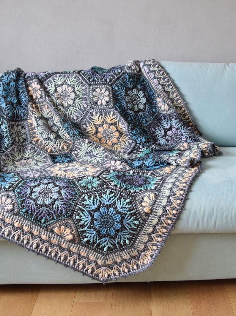 Textured Flower Blanket Crochet Pattern