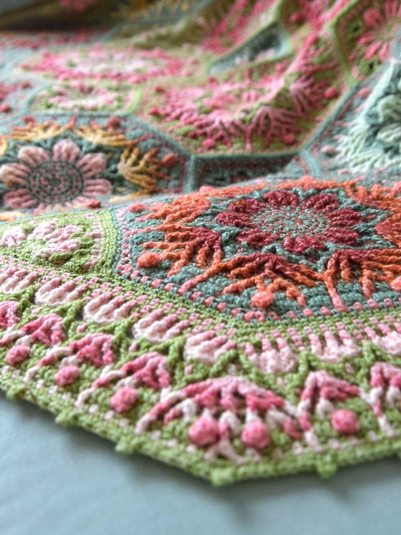 Textured Flower Blanket Crochet Pattern