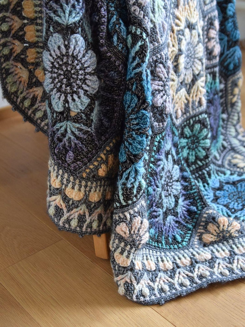 Textured Flower Blanket Crochet Pattern