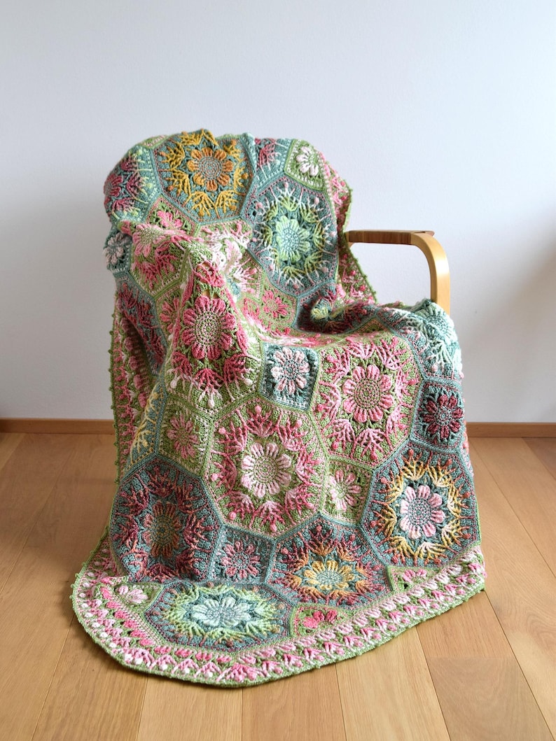 Textured Flower Blanket Crochet Pattern