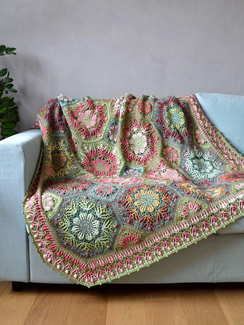 Textured Flower Blanket Crochet Pattern