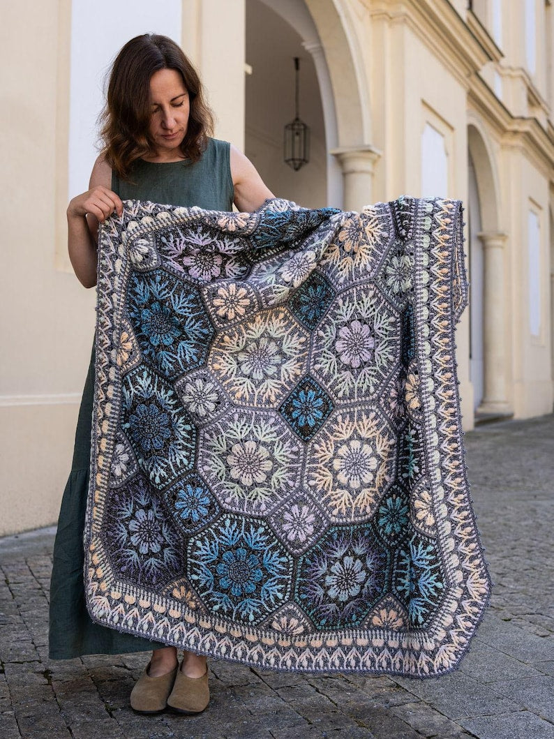Textured Flower Blanket Crochet Pattern