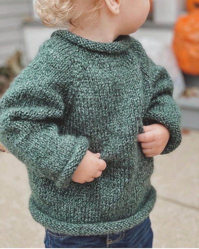 Rolled Raglan Sweater Knitting Pattern