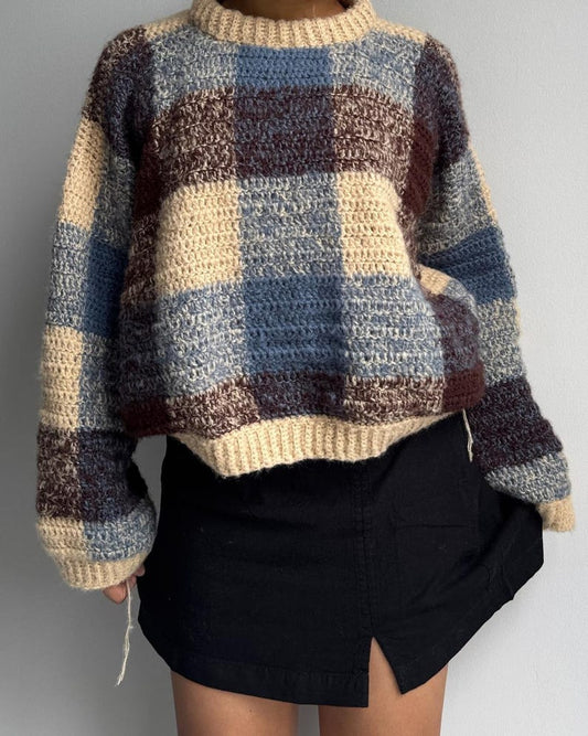 Misty Plaid Sweater Crochet Pattern